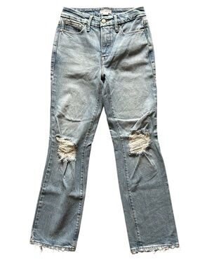 Good American Light Blue Good Legs Straight Ripped Jeans